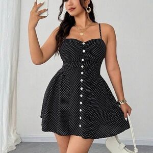 SHEIN Black and White Polka Dot Dress